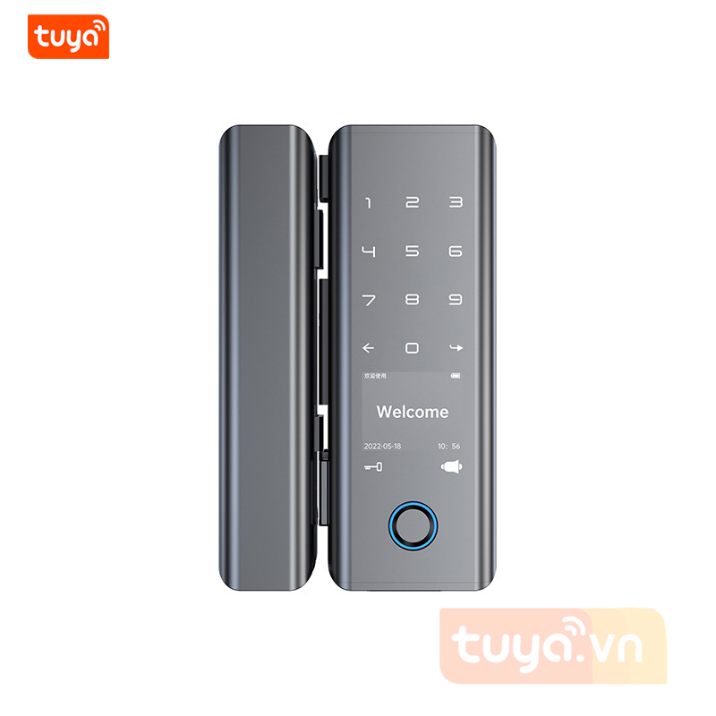 Khóa cửa kính wifi vân tay mã số thẻ từ điều khiển qua app tuya shp-dl8bv2