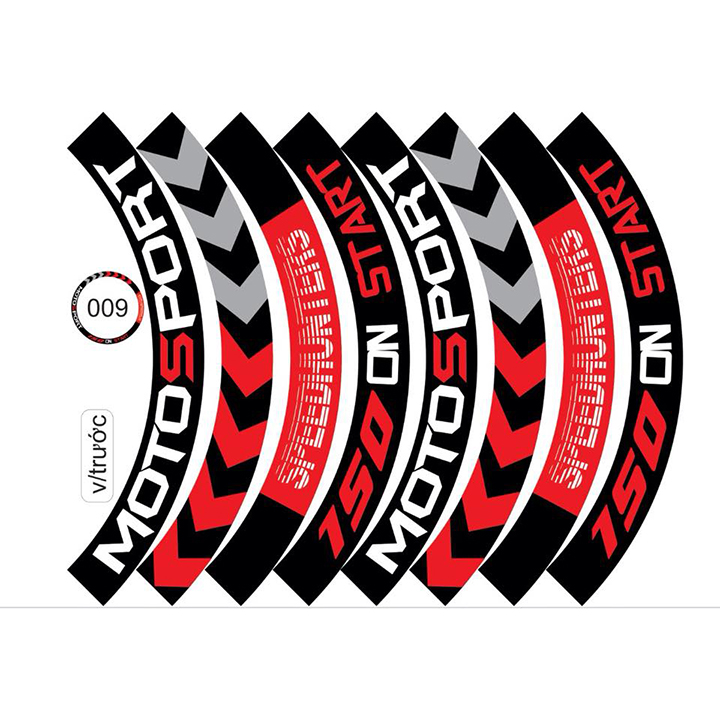 Tem dán vành xe máy, 16 miếng cho cả 2 bánh xe