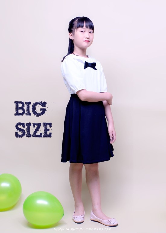 Đầm học sinh nữ cổ sen đính nơ ngực big size jadiny GDP012