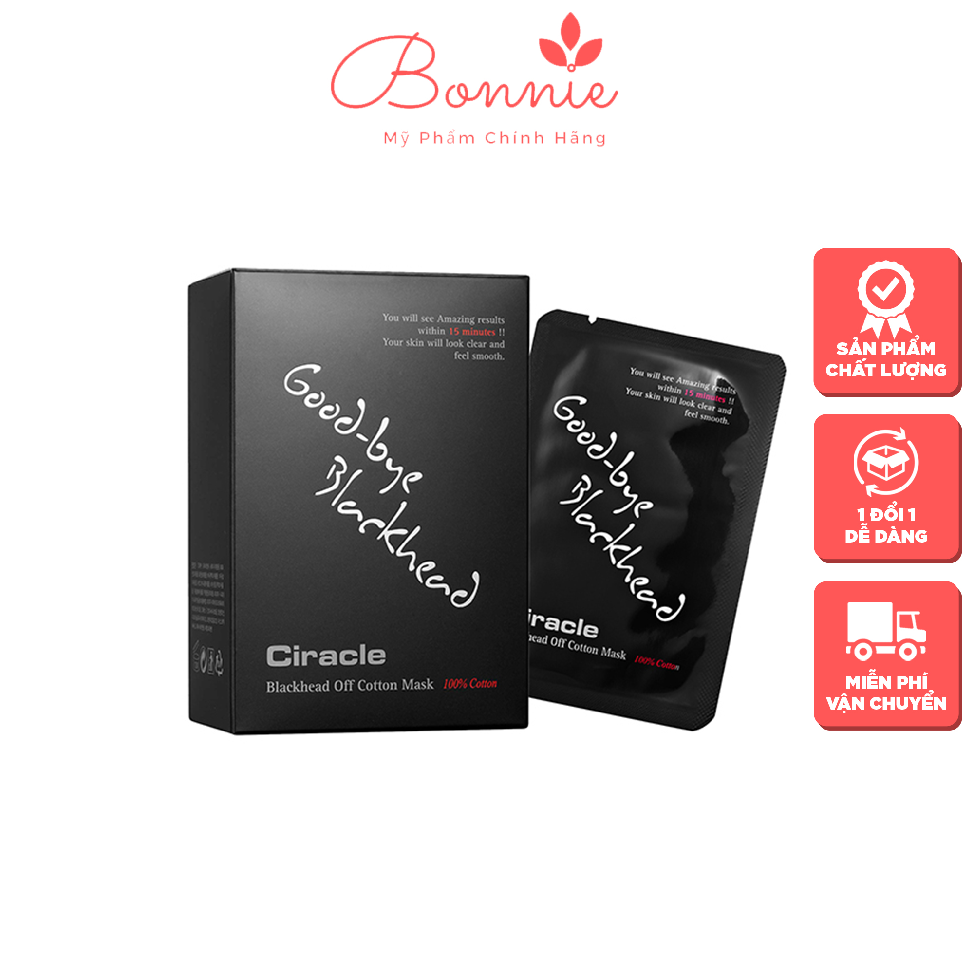 Miếng đẩy mụn đầu đen ciracle goodbye blackhead bb36 loại bỏ mụn hiệu quả, không gây tổn hại đến bề mặt da - bonnie beauty shop