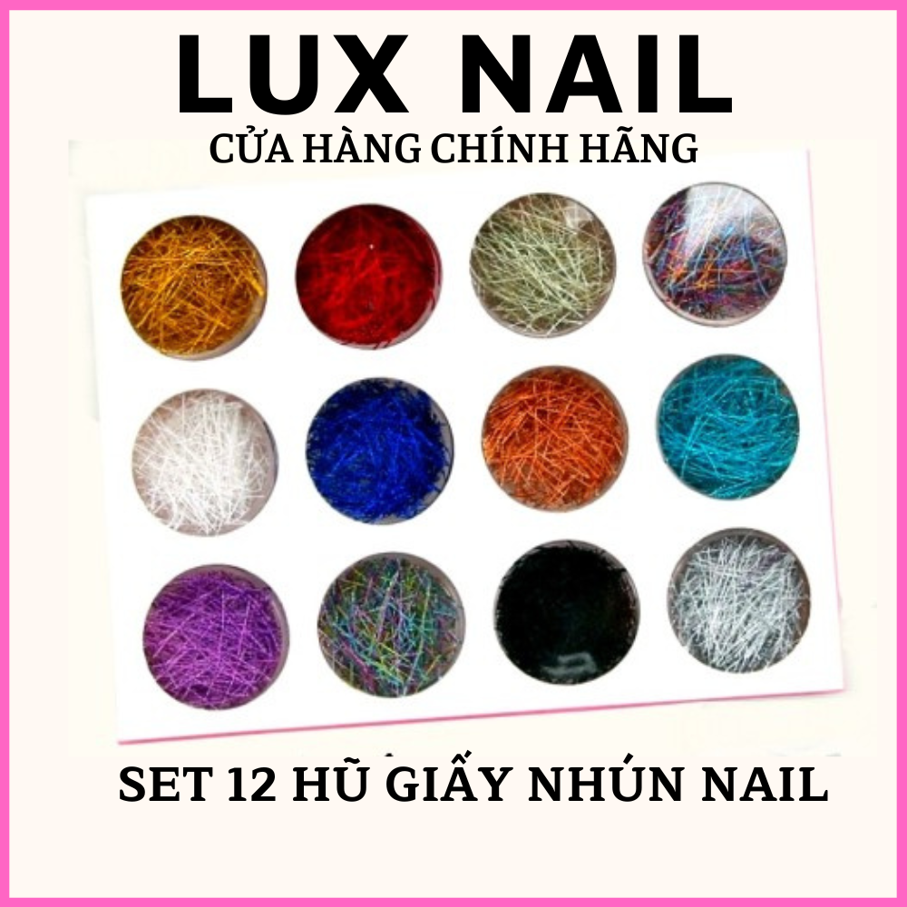 Set sợi kim tuyến trang trí móng, dây dạng thanh nail 12 hũ