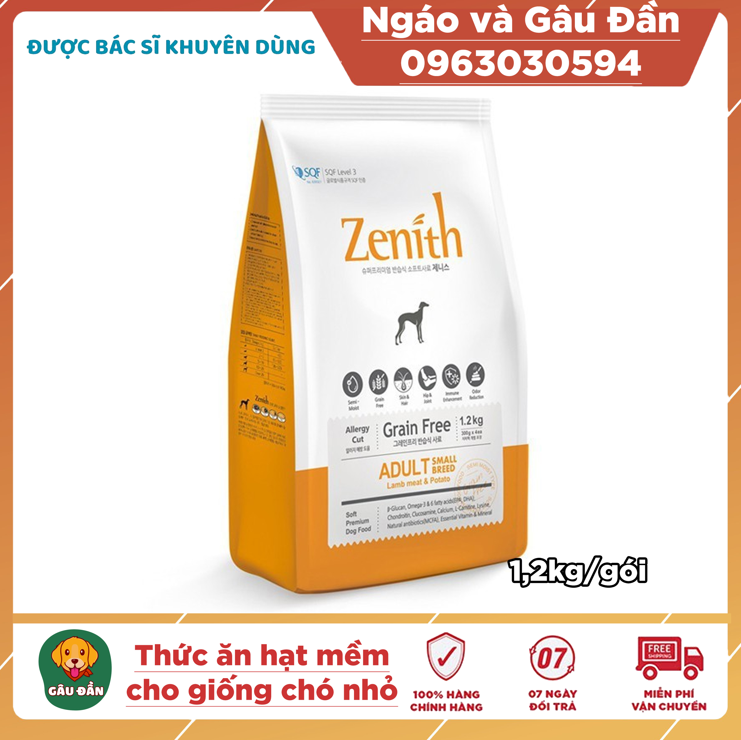 Thức ăn cho chó nhỏ dạng hạt mềm Zenith Small breed 1.2kg