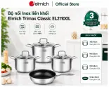 (SALE 8.8)Bộ nồi Inox dập nguyên khối Elmich Trimax Classic EL-2110OL Size 18, 20, 24, chảo 26cm
