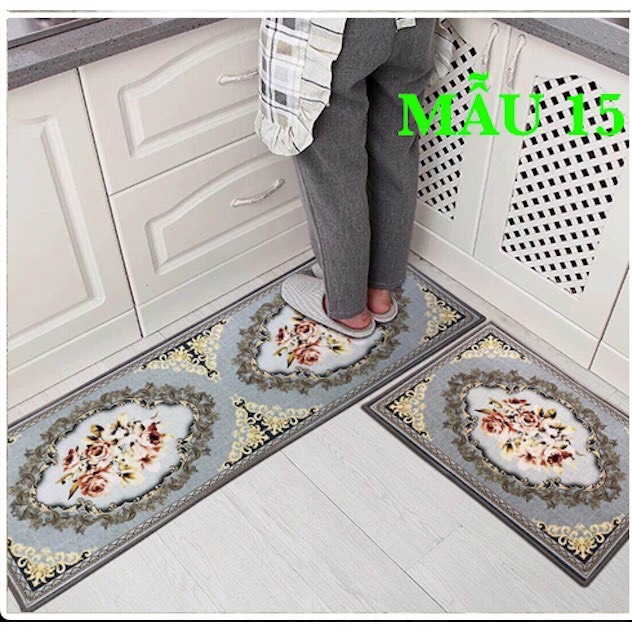 Bộ 02 thảm nhà bếp 40 x 60 và 40 x 120 cm Thảm Nhà Bếp Cao Cấp - Lót Sàn Chống Trượt Chống Thấm Dầu Đồ Gia Dụng Loại Dài Hút Nước Lót Chân Phòng Ngủ Giường Thảm Trải Sàn Đệm Phòng Tắm Đệm Cửa ( Hình ngẫu nhiên)