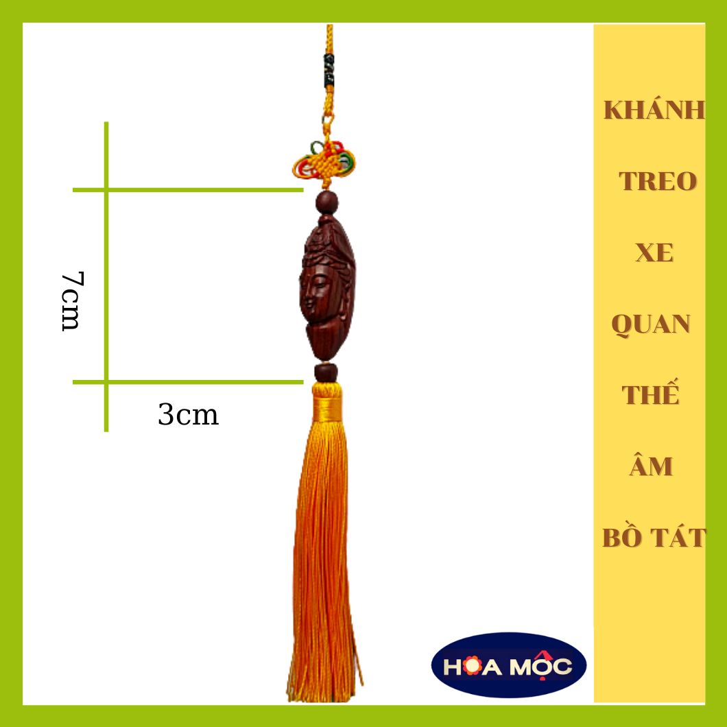 Dây treo xe hơi phật quan âm bồ tát bằng gỗ cẩm lai khánh treo xe phong thủy ô tô cao cấp chạm khắc tinh xảo ma