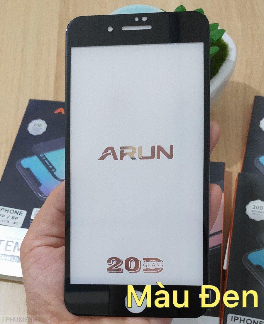 Miếng dán cường lực ARUN full màn hình viền màu cảm ứng mướt mượt cho iPhone 7 Plus / iPhone 8 Plus Màu Đen