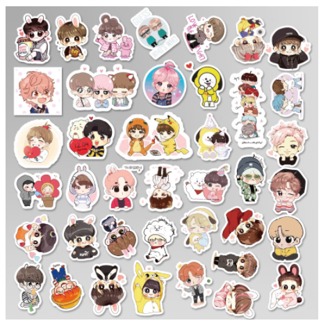 Bộ 40 miếng dán EMOJI trang trí hoạt hình dễ thương BTS