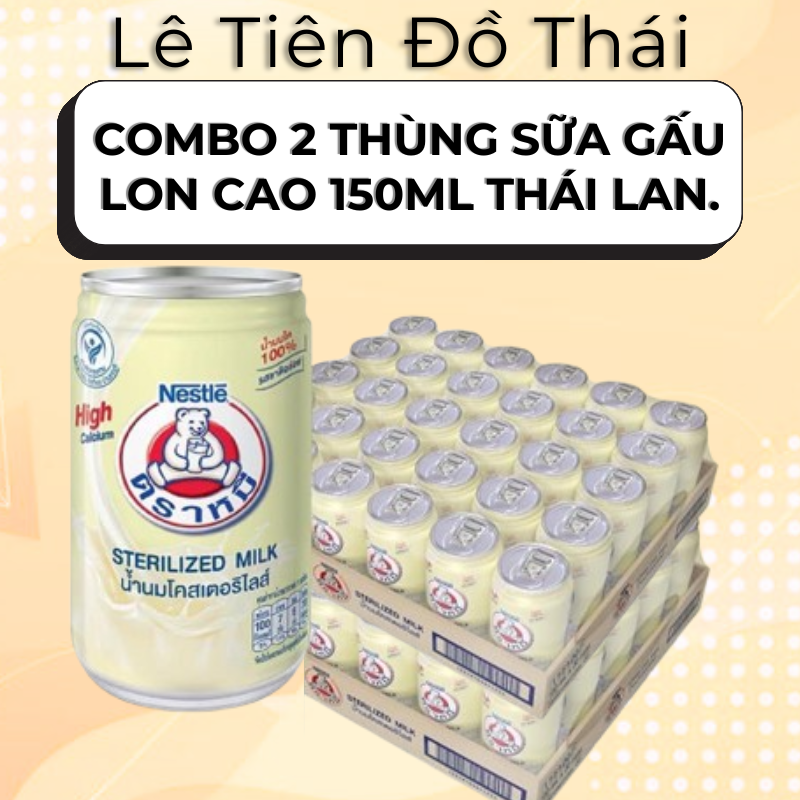 Thùng 30 Lon 150ml Sữa Gấu Nestle Thái Lan Không Đường Thơm Ngon Dinh Dưỡng