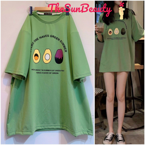 Áo thun tay lỡ form rộng quả bơ xanh unisex siêu cute