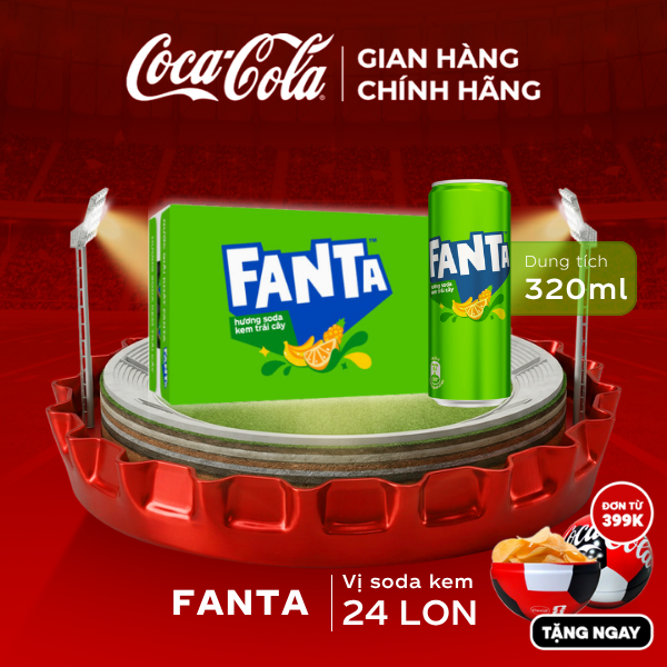 [SIÊU SALE ] Thùng 24 Lon Nước Ngọt Giải Khát Có Gas Fanta vị Soda Kem 320ml/Lon Sale 25.06 Coca-Cola Chính Hãng_LD