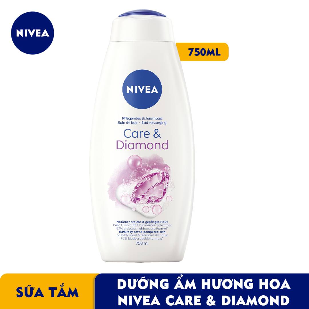 Sữa tắm dưỡng ẩm da nivea care and deamond 750 ml