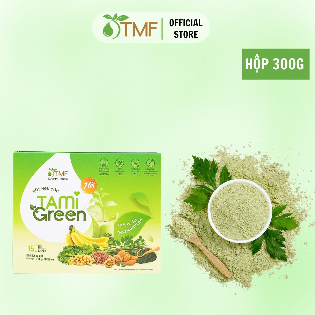 Bột ngũ cốc Tamigreen 300g 15 gói bổ sung thêm chất xơ, hỗ trợ hệ tiêu hóa khỏe mạnh Tâm Minh Foods