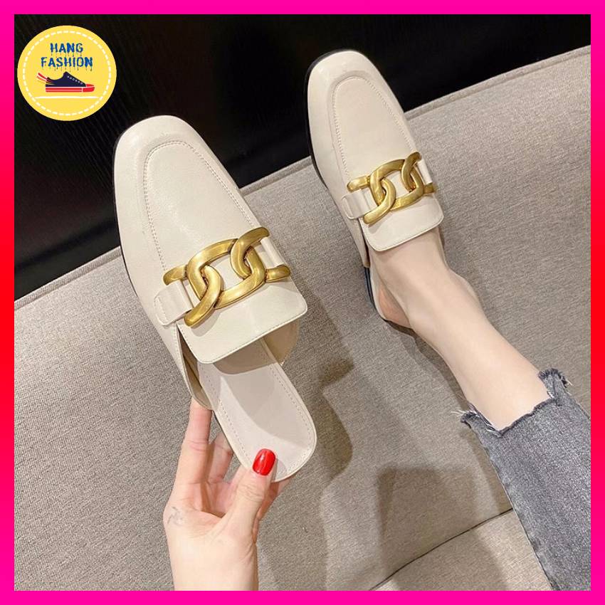 Sục nữ mũi vuông tag đồng xoắn sang chảnh CỰC HOT 2023, Sục nữ đẹp đế bằng mang êm chân đi học, đi chơi, đi làm