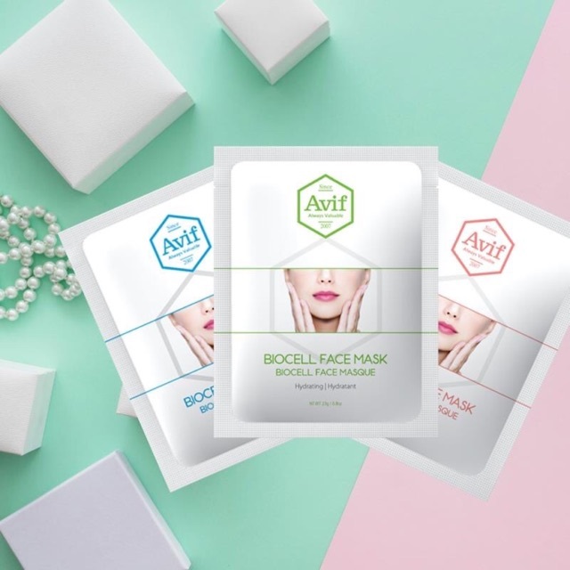 Mix 10 Mặt nạ Avif Biocell - Mặt nạ sinh học lên men 100% từ nước dừa tươi thiên nhiên- Hàng chính hãng