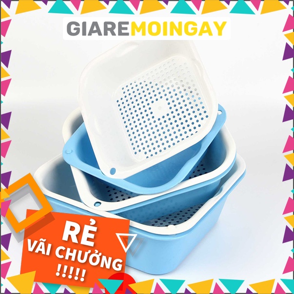 [GRMN128][Hàng xịn] Sét 6 rổ nhựa kèm chậu đa năng với 3 kích thước khác nhau, tiện lợi cho căn bếp Giaremoingay6868