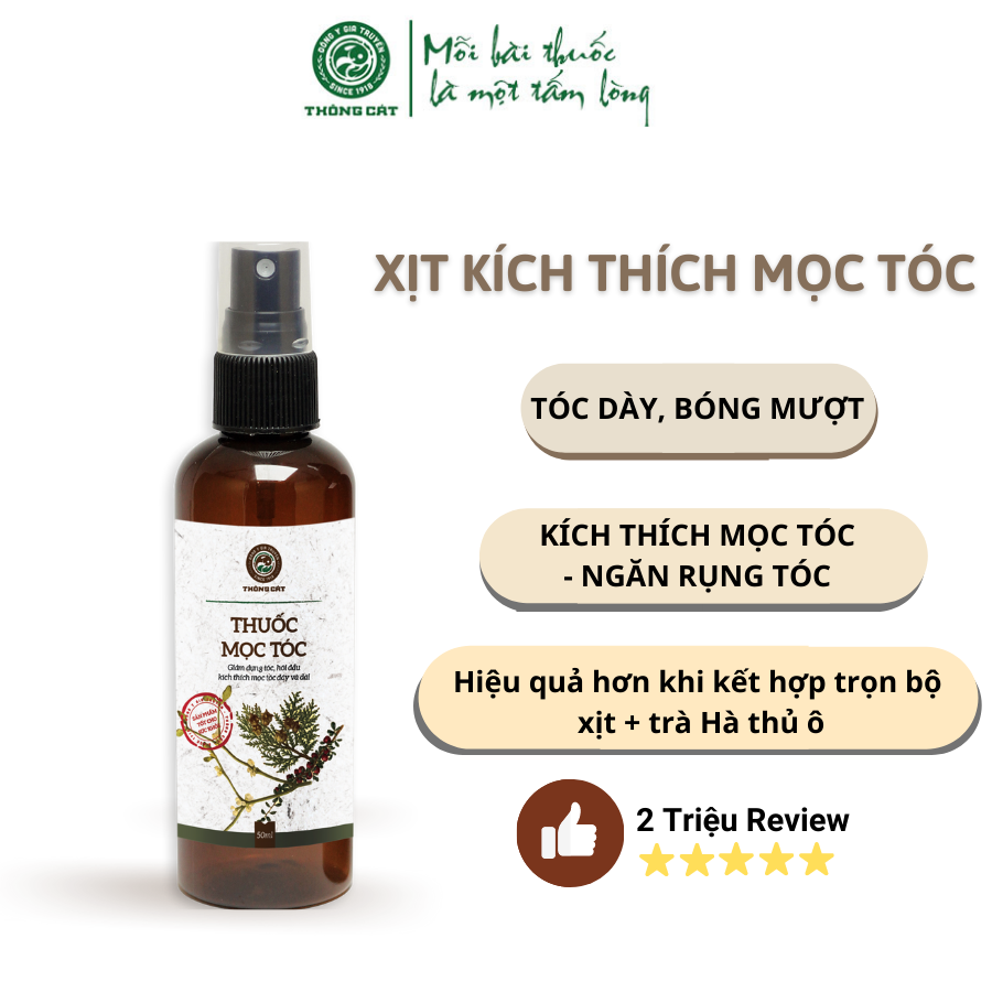 Xịt mọc tóc chiết xuất tinh dầu bưởi nguyên chất  Đông y gia truyền Thông Cát (Since 1918)- Kích mọc tóc  giúp tóc khỏe đen và dưỡng tóc óng mượt chỉ sau 5 lần xịt