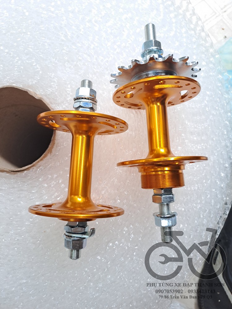 Bộ đùm xe đạp fixed gear nhôm bạc đạn, hub fixed gear nhôm 36/32 lỗ căm kèm nhông