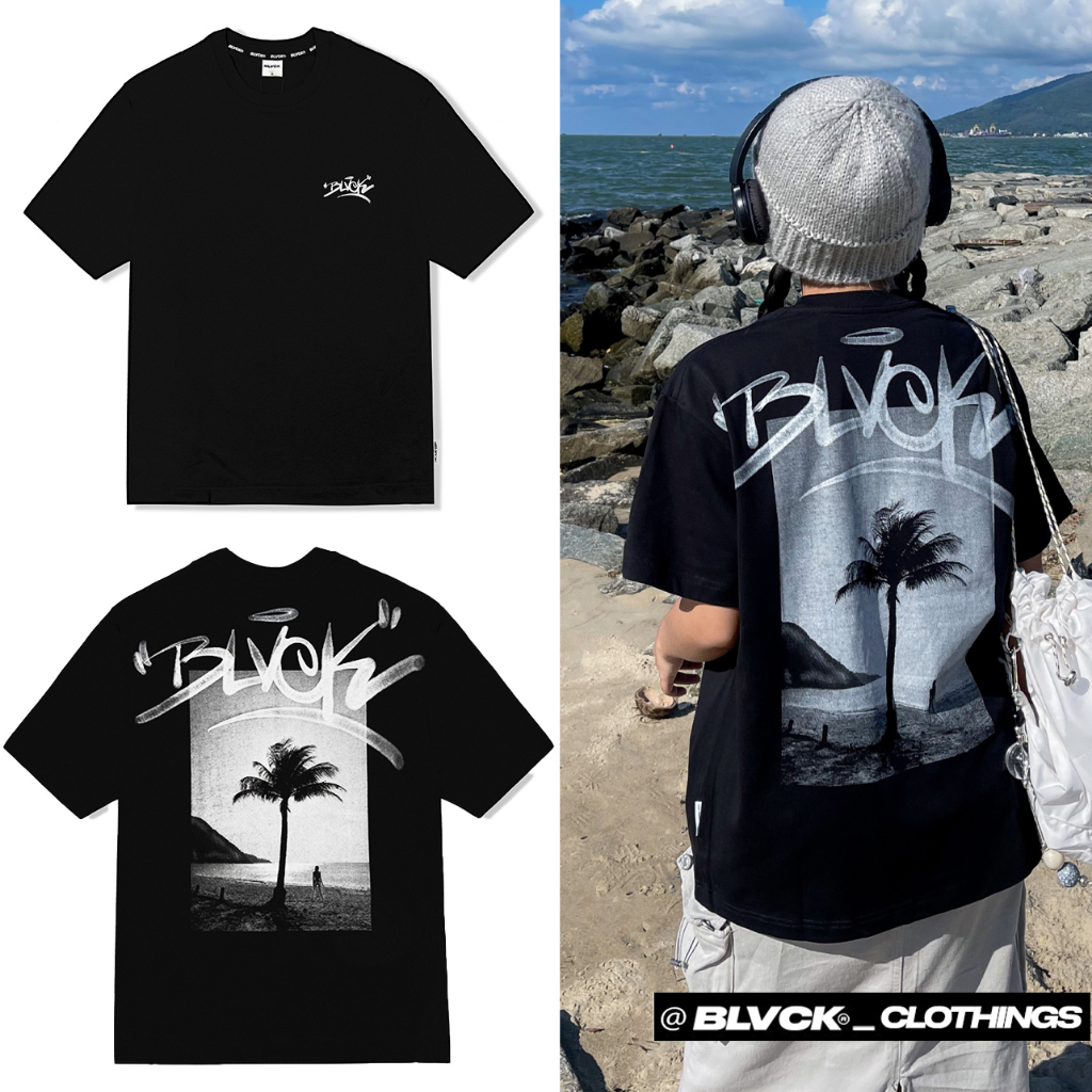Áo thun blvck hoạ tiết palm tree t-shirt - màu đen local brand 100% cotton