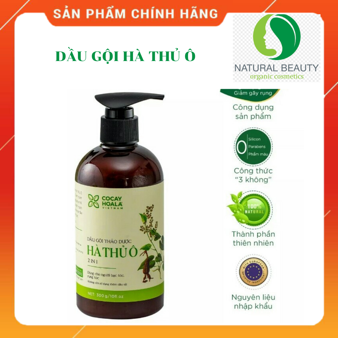 Dầu Gội Thảo Dược Hà Thủ Ô 2in1 Giảm Rụng Tóc Bạc Tóc Cocayhoala 300g