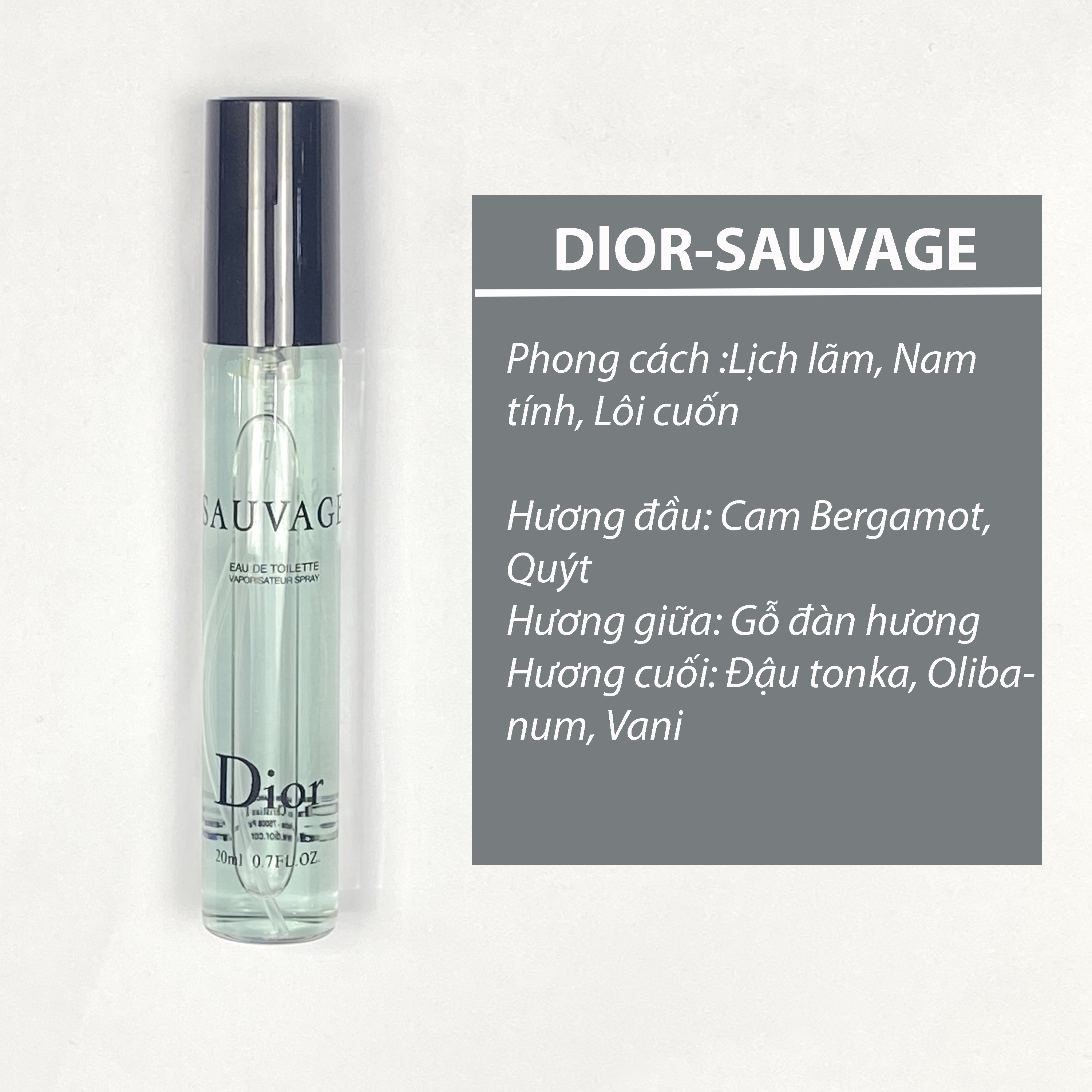 Nước hoa nam mini thơm lâu 20ml dior sauvage hương mạnh mẽ quyến rũ
