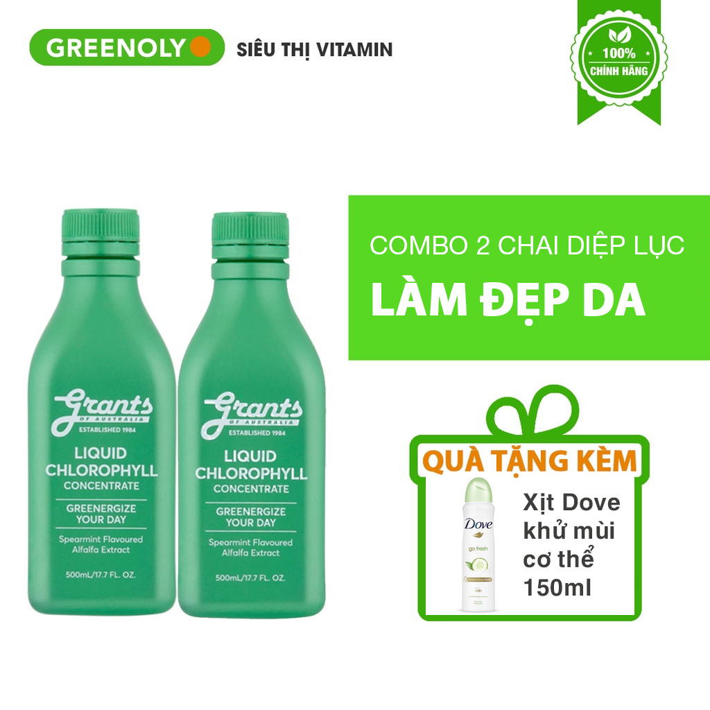 Nước Diệp Lục Cô Đặc Làm Sáng Da Liquid Chlorophyll Concentrate Chai 500ml Tăng Cường Sức Đề Kháng Thải Độc Gan