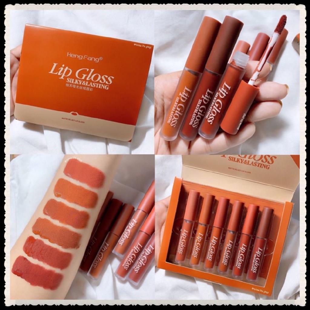 Set 6 cây son kem Lipgloss Hengfang - SENFOODS - Tone màu cực chuẩn, kháng nước