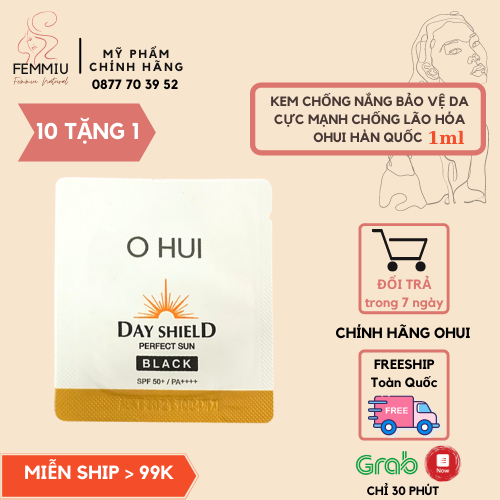 [Date 2023] [10 TẶNG 1] Gói kem chống nắng OHUI Day Shield Perfect Sun Black (Chính Hãng)