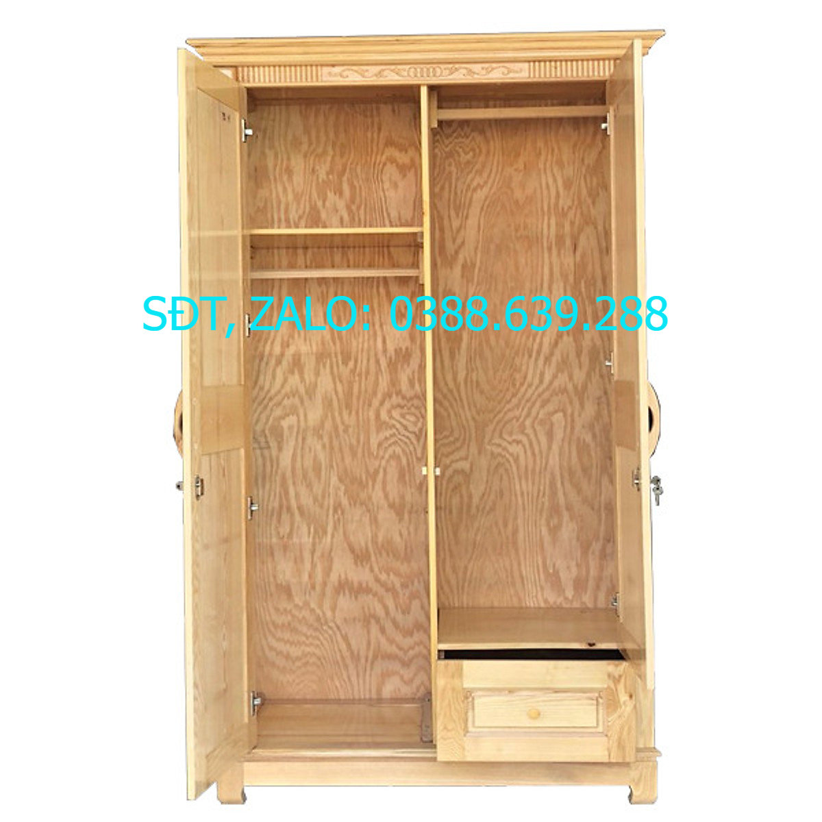 Tủ Áo 2 Cánh Gỗ Sồi Nga Tự Nhiên , tủ để quần áo bằng gỗ .