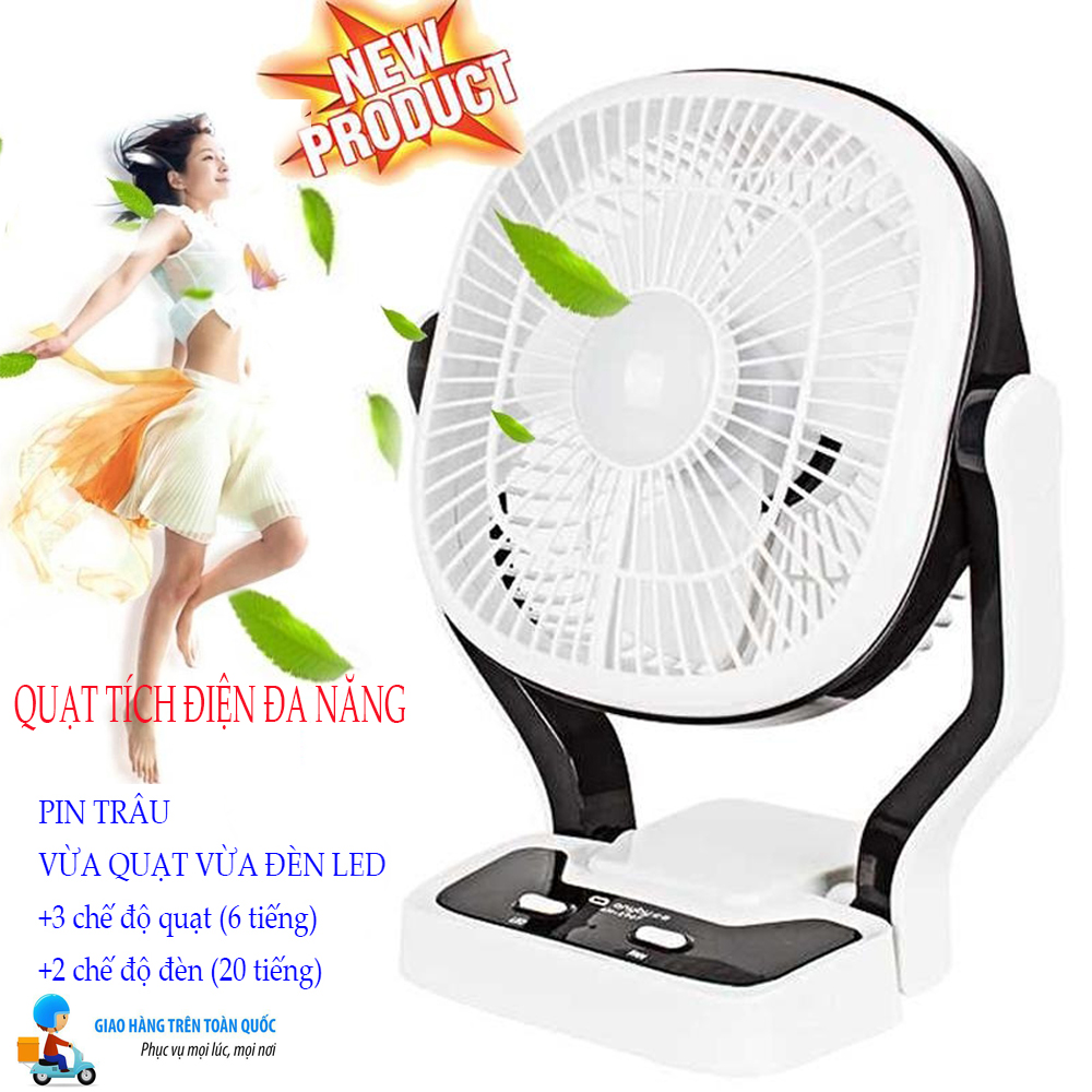Quạt Tích Điện, Quạt Tích Điện thông minh Tích Hợp Quạt và Đèn Led , Thiết Kế Đẹp, Pin trâu dùng 6-20h. Tặng Kèm 01 Khuyên Giữ Điện Thoại. Bảo Hành 1 Đổi 1, Giá Cực Sốc!