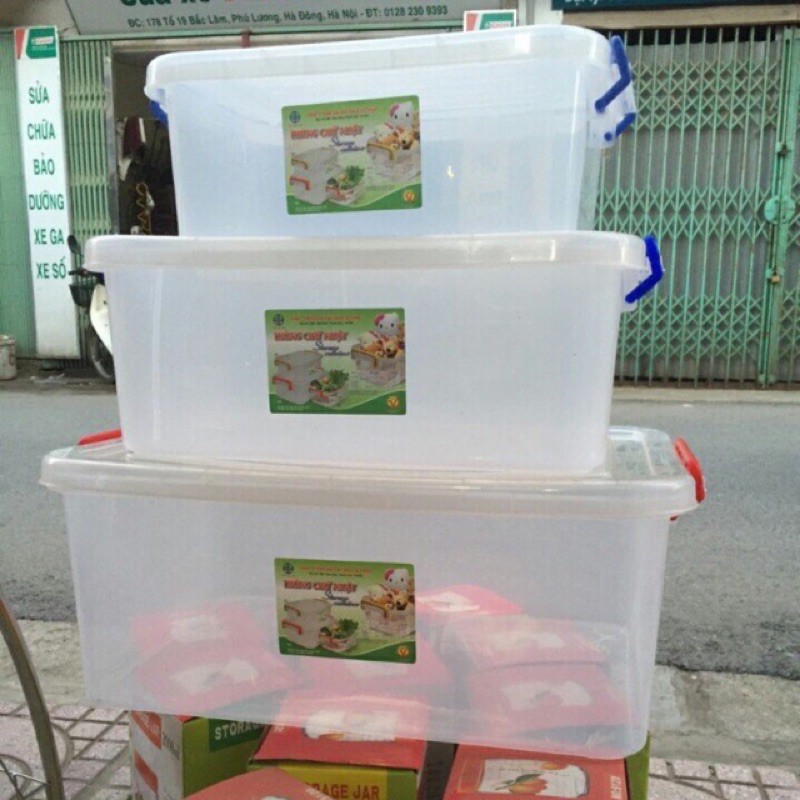 Thùng nhựa chữ nhật trong suốt đựng đồ Việt Nhật cao cấp. Hộp nhựa trong suốt đựng đồ có nắp