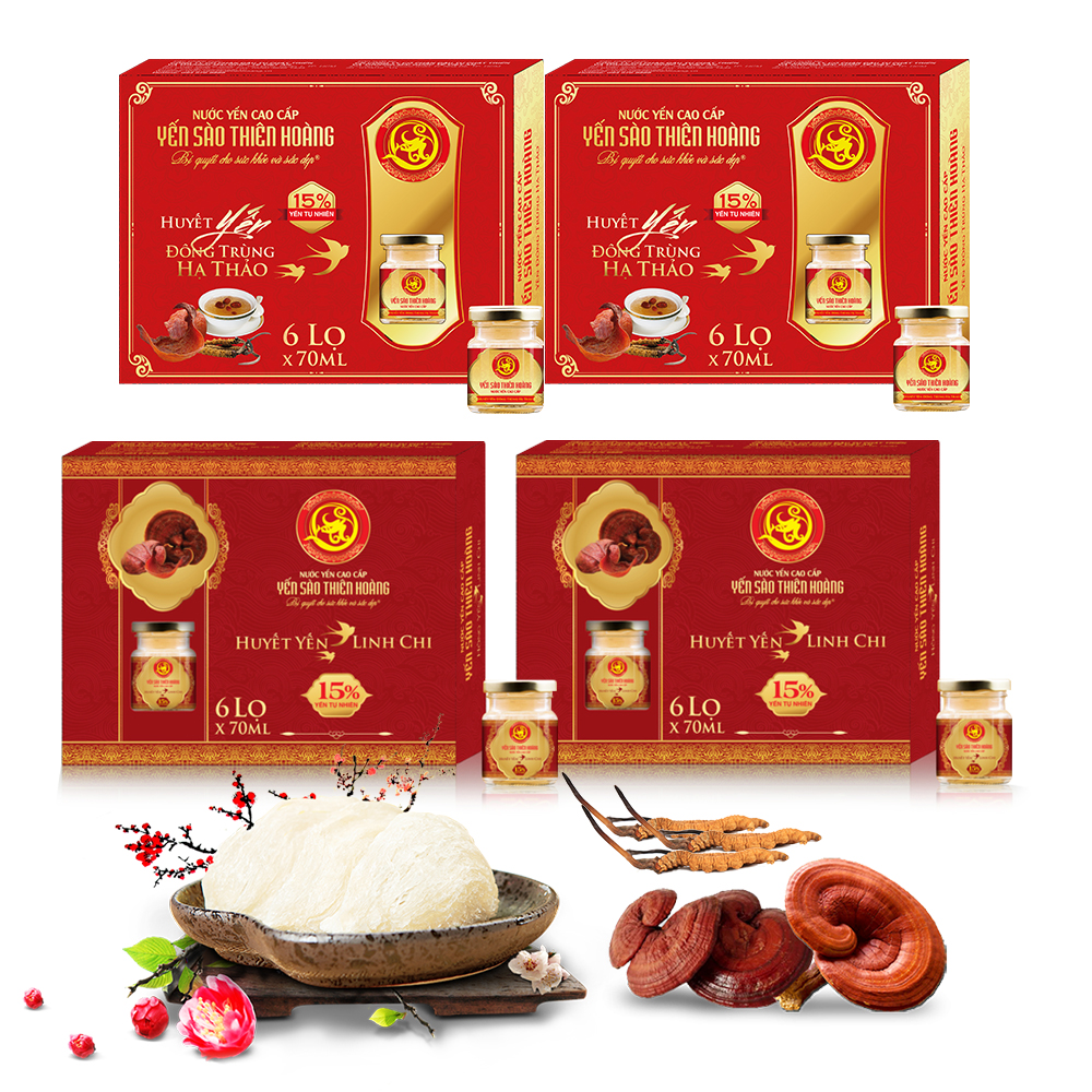 2 hộp yến linh chi+ 2 hộp yến đông trùng thiên hoàng