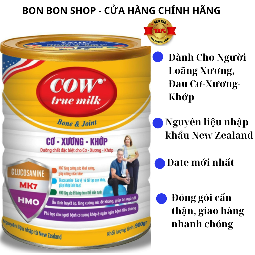 [Ưu đãi đặc biệt] Sữa Bột Cow True Milk Cơ Xương Khớp 900g - Cho Người Loãng Xương,Đau Cơ,Thoái Hóa Khớp ,Date mới nhất