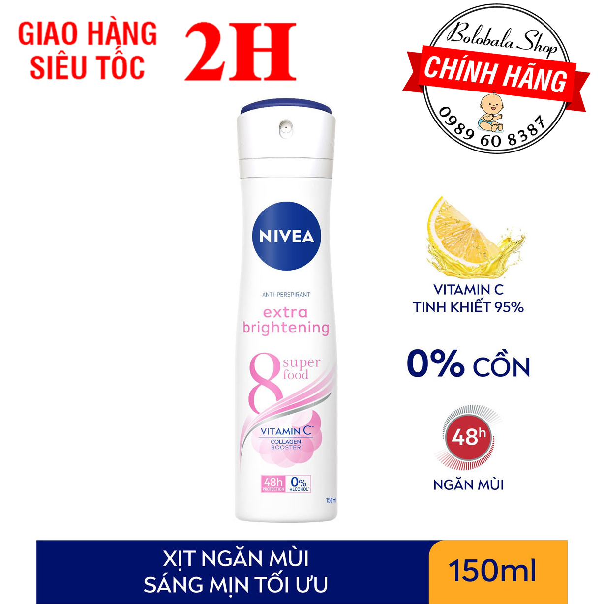 Xịt Khử Nivea Extra White Brightening 150ml/ Pearl Beauty 150ml
