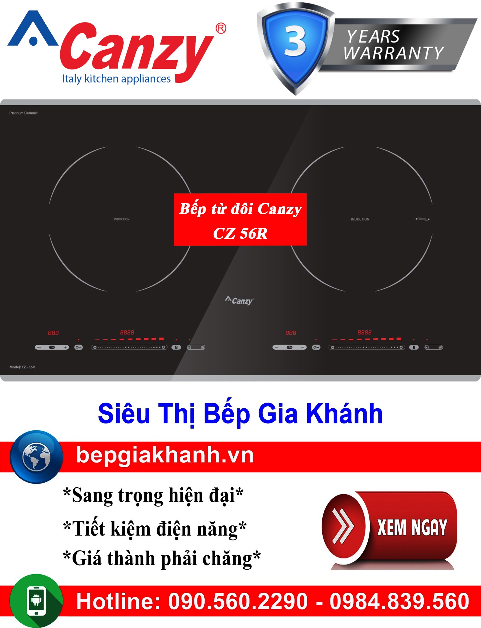 [HCM]Bếp từ 2 vùng nấu Canzy CZ 56R, bếp từ, bếp điện từ, bếp từ đôi, bếp điện từ đôi, bếp từ giá rẻ, bếp điện từ giá rẻ, bếp từ đơn, bep tu don, bep tu