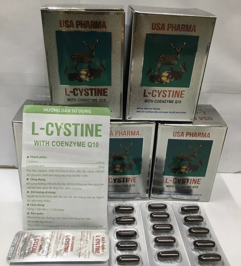 Viên Uống Làm Đẹp Da Ngừa gãy rụng Tóc ngừa Mụn L Cystine Phil Hộp 60 viên chính hãng