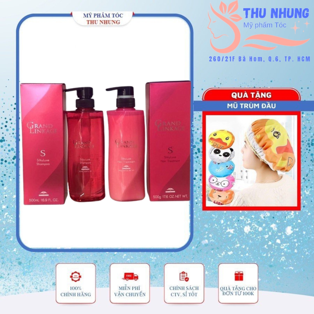 Dầu gội xả tóc mảnh milbon grand linkage silkyluxe shampoo new 500ml