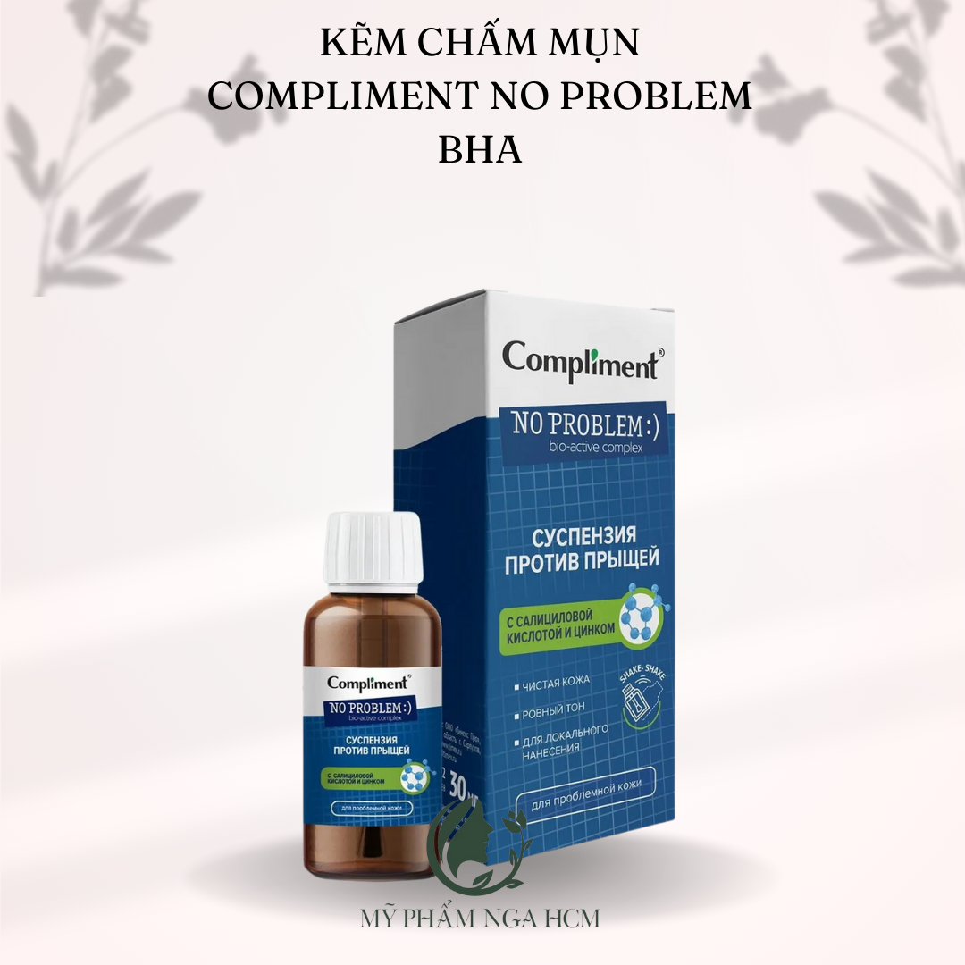Kẽm chấm mụn Compliment No Problem BHA giảm sưng, gom khô cồi mụn 30ml
