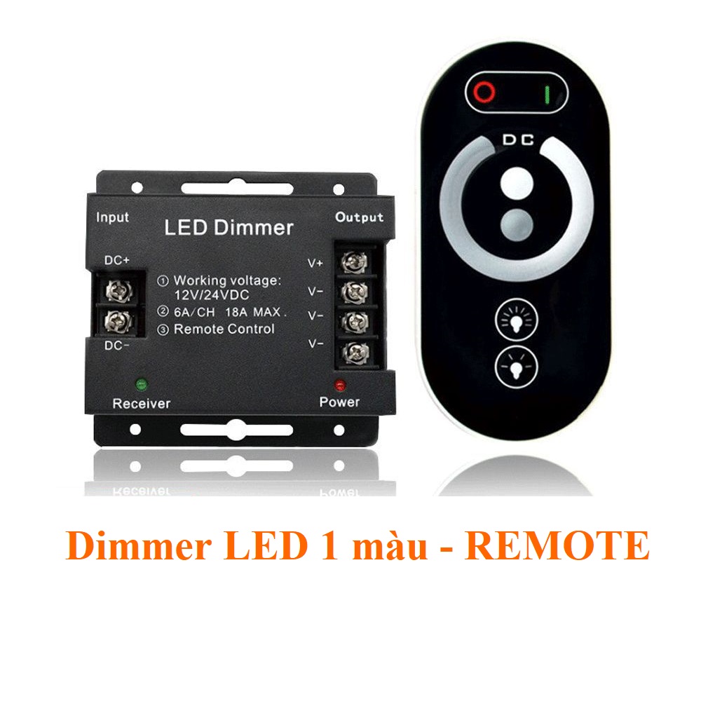 Dimmer, dimmer 12V, dimmer 24V, chiết áp điều chỉnh điện áp bằng Remote một màu