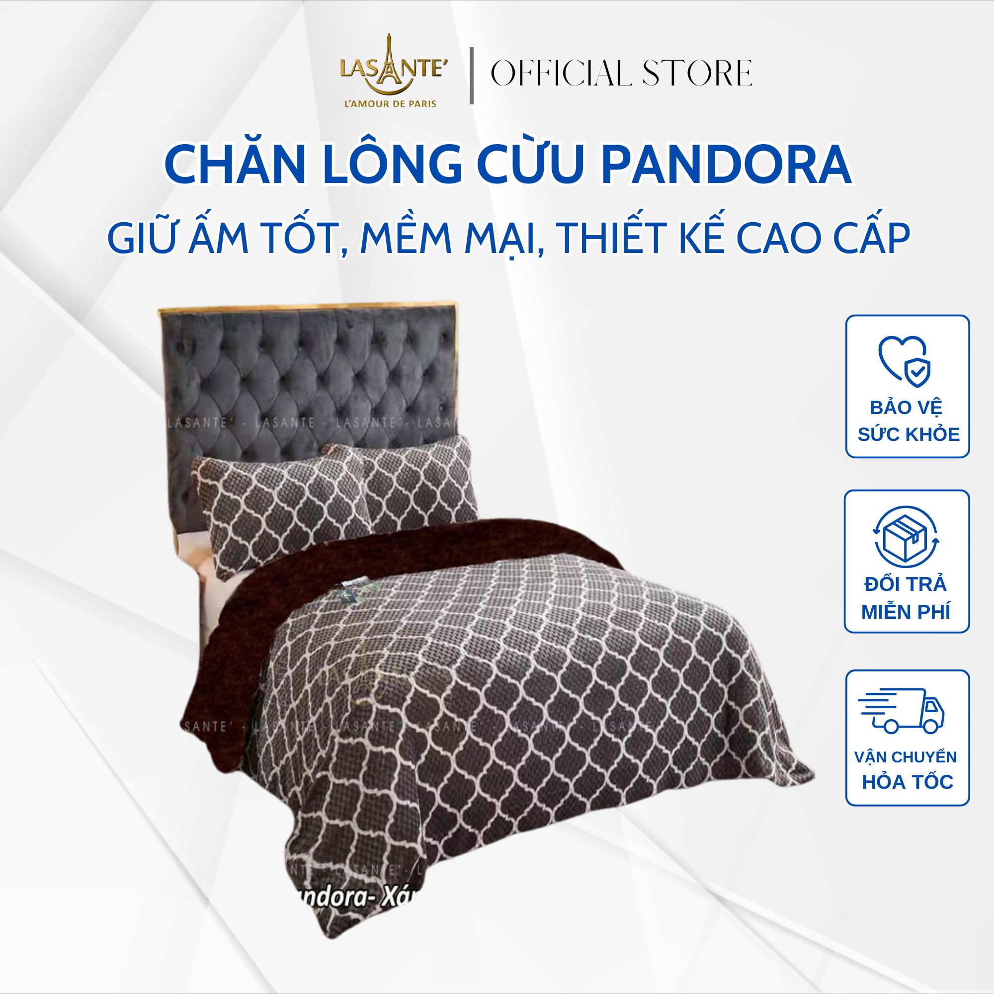 Chăn lông cừu hữu cơ Organic tự nhiên Lasante - Pandora
