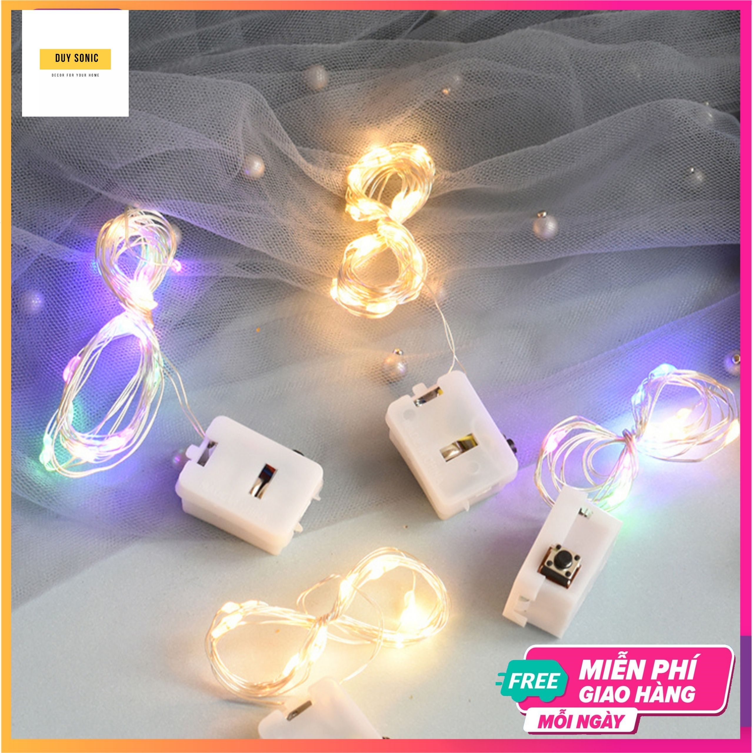 Dây đèn led đom đóm, dây led fairylight decor phòng ngủ kèm pin sẵn