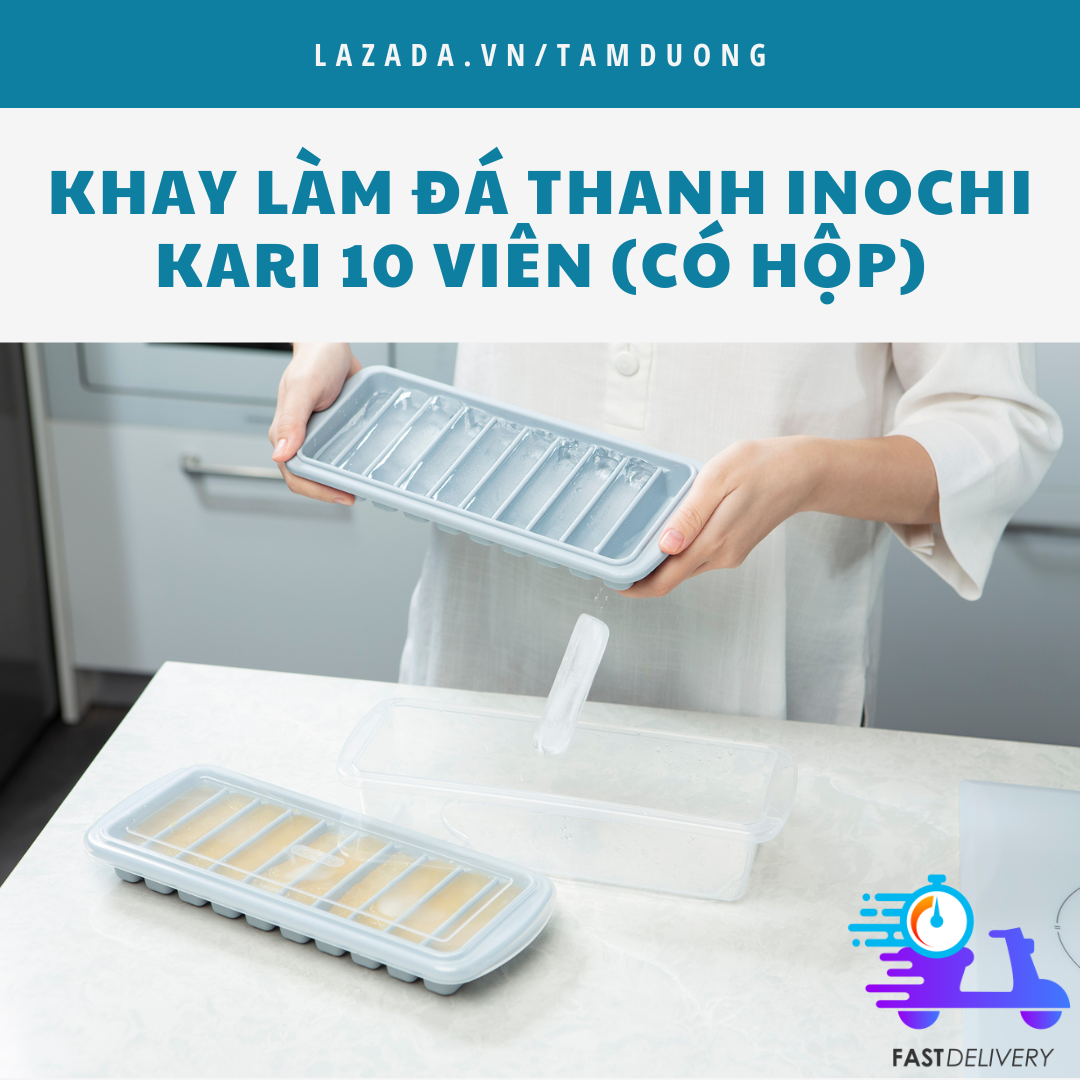 Khay làm đá thanh Inochi 10 viên (có thể làm đá, làm thạch, trữ đồ ăn dặm) [HCM-Giao hoả tốc 2h]