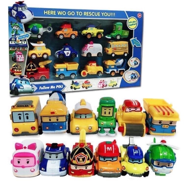 Sét 12 chiếc xe ô tô, máy bay cho bé, sét 12 ô tô poli, 12 xe dây cót cho bé, Bộ 12 Xe Ô Tô Đồ Chơi Cho Bé
