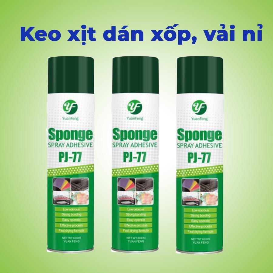 Keo xịt dán xốp, vải nỉ, tấm lót thảm - Sponge spray adhesive PJ-77