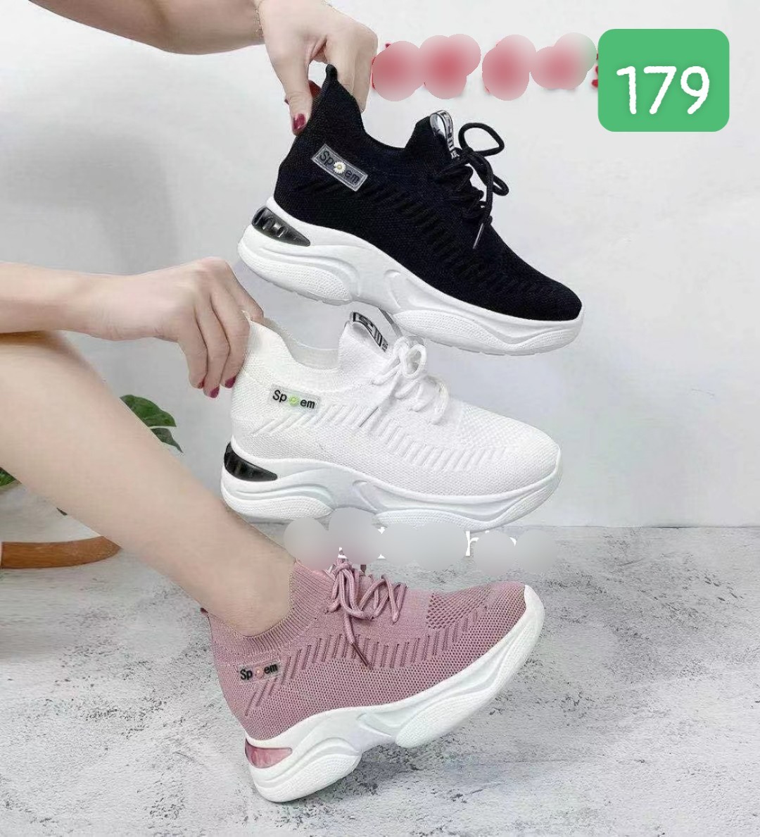 Giày đế độn nữ cao 7cm , sneaker thể thao mã 179
