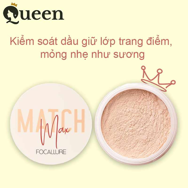 Phấn phủ FOCALLURE 10g Kiểm soát dầu trang điểm lâu dài phấn tán mỏng nhẹ như sương