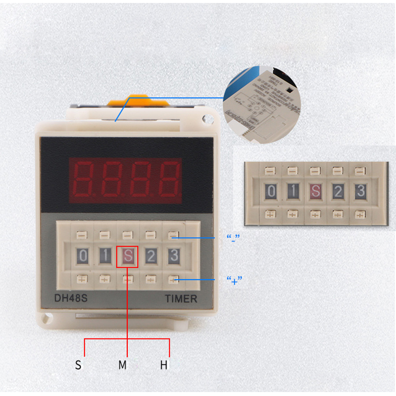 Bộ Relay timer thời gian lập DH48S-2Z 220V (kèm đế 8 chân)