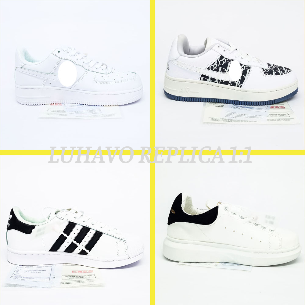 Giày thể thao nữ nam sneaker af1 trắng ni_ke di_or sò tem vàng gót đen lg06