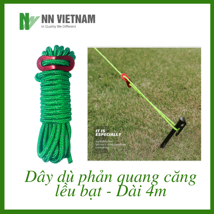 Dây dù phản quang căng dựng lều bạt chống gió phơi treo móc đồ cắm trại dã ngoại - 4mm dài 4m