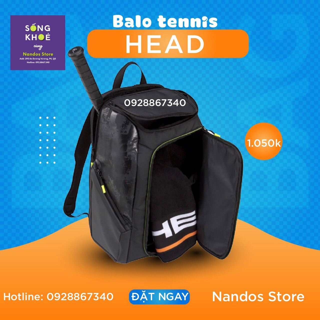 Balo tennis head đựng được hai vợt + phụ kiện