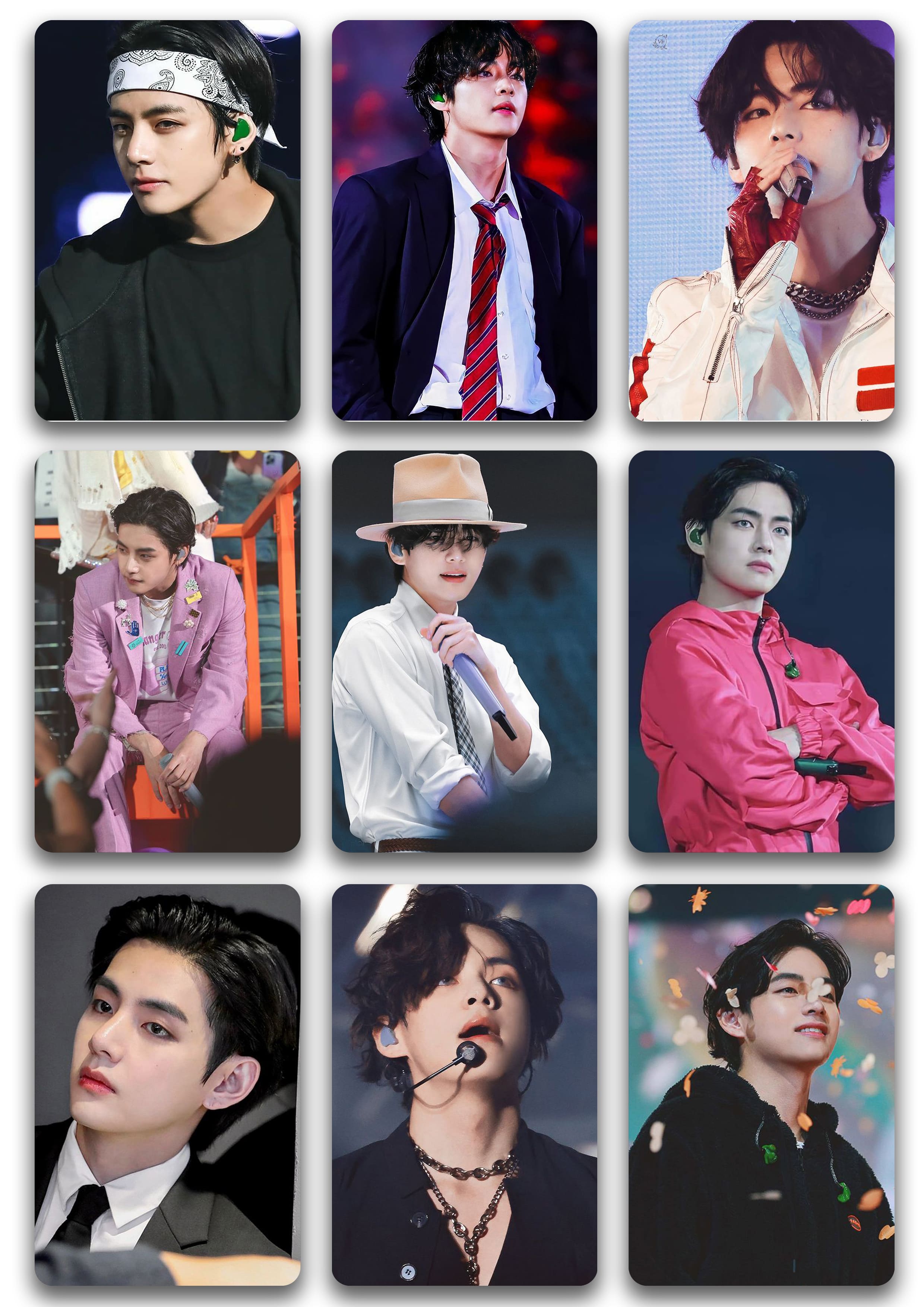 Combo 9 tấm card bo góc v bts stage siêu đẹp - tặng kèm 1 sheet mỗi set